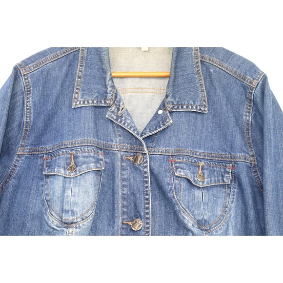 Vintage Y2K Fashion Bug Womens Denim Jacket 22W Blue Button-Up Preppy - Picture 4 of 10